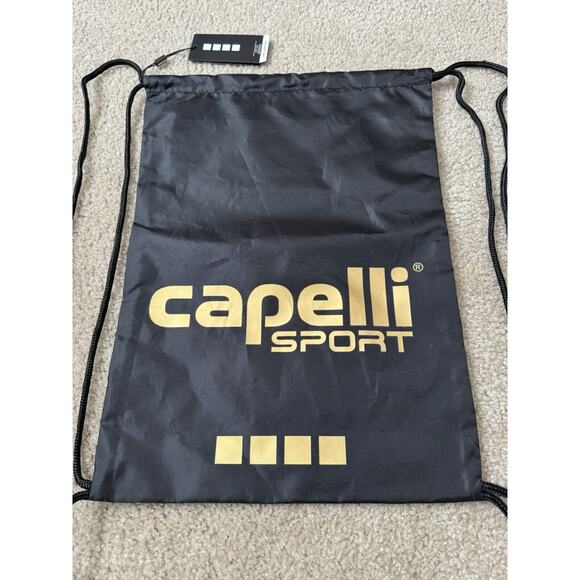 Capelli SPORT CS Lightweight Sackpack Promo Black Metallic Gold NEW 18” x 13” - Picture 1 of 4